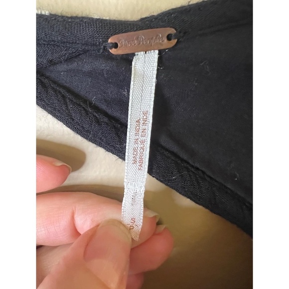 Free People Black Long Sleeves Floral Embroidered V Neck Baby Doll Dress Small - Picture 4 of 12